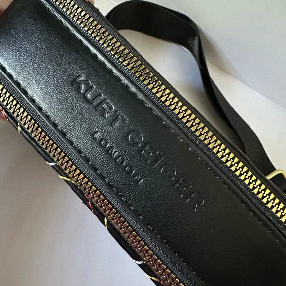 Kurt Geiger London Black Crossbody Bag with Rainbow Stitching & Hamsa Hand Clasp